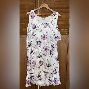 Elegant Floral Sleeveless Mini Dress - Pink and White